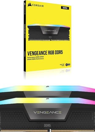 CORSAIR Vengeance RGB DDR5 RAM 32GB (2x16GB) Up to 6000MHz CL36-44-44-96 1.35V Intel XMP 3.0 Computer Memory – Black (CMH32GX5M2E6000C36)