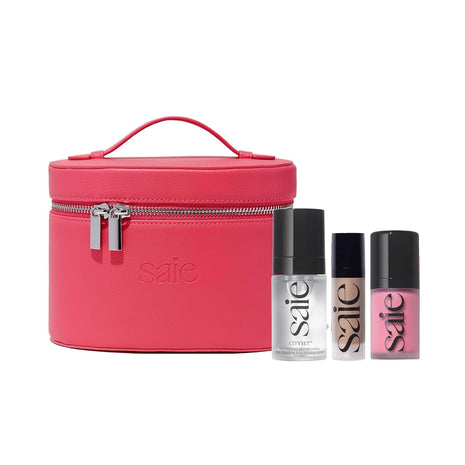 Saie Mini Fuschia Vanity Case Bundle, Soft Glow Makeup Kit (4 ct)