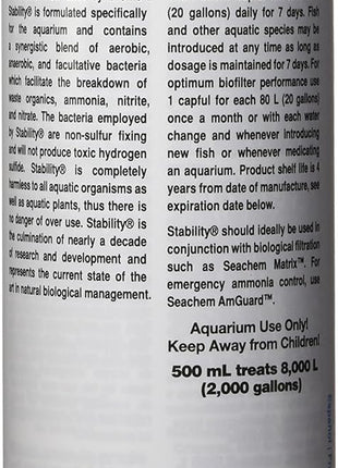 Seachem Stability Fish Tank Stabilizer - For Freshwater and Marine Aquariums, 16.9 Fl Oz (Pack of 1)