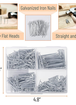 Mr. Pen- Nail Assortment Kit, 600 Pcs, 4 Sizes, Silver, Small Nails for Hanging Pictures, Finishing Nails, Gold Wall Nails for Hanging, Pin Nails, Hardware Nails, Assorted Nails, Galvanized Nails