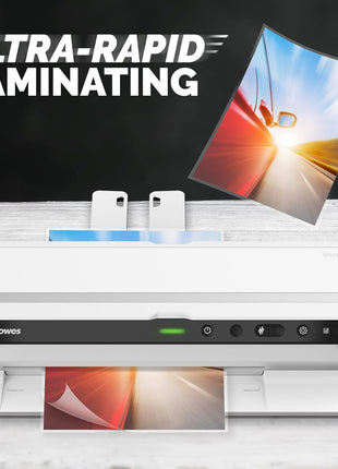 Fellowes VenusTM 125 Thermal Laminator Machine with Laminating Pouch Starter Kit, 12.5 inch, Rapid 30-60 Second Warm-Up, White/Black (5746101)