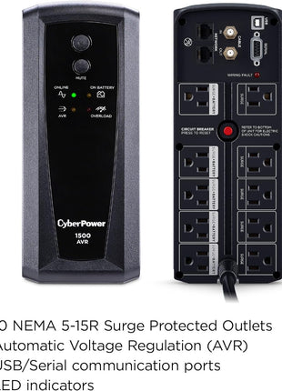CyberPower CP1500AVRT AVR UPS Battery Backup and Surge Protector