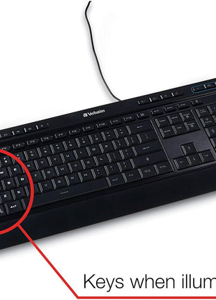 Verbatim Illuminated Wired Keyboard, Black