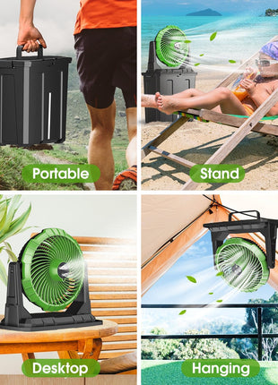 Ausic Portable Misting Fan - 9L Bucket, 10-inch Outdoor Fans for Patios/Camping/Beach/Golf etc., 20000mAh USB Rechargeable Battery Powered Floor Water Cooling Fan, 3 Strong Winds, 3 Spray Mister