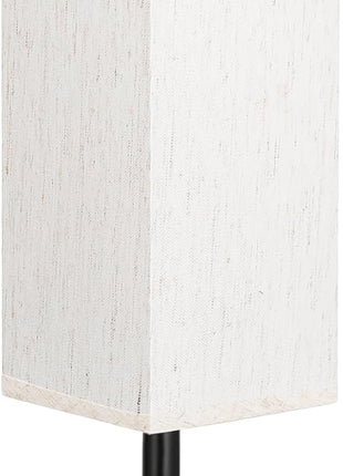 aooshine Small Bedside Table Lamp for Bedroom - Square Cream Fabric Shade | Inline Rocker Switch, Corded Electric, Bulb Not Included, 12.8" Mini Table Lamp for Nightstand, Desk, Dorm, Office
