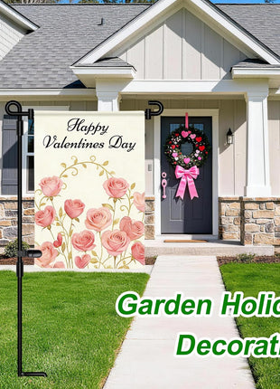 HOOSUN Garden Flag Stand,Premium Garden Flag Holder Pole Metal Powder-Coated Weather-Proof Paint with Graden Flag Clip and Spring Stoppers Without Flag Garden Decorations