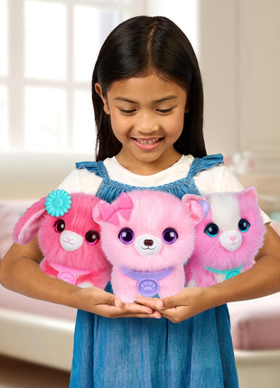 ScruffaLuvs Pink Surprise Pet, Mystery Plush Toy, Wash to Reveal | Wash to reveal 1 of 3 rescue pets, includes deluxe carrier & comb; plush toys for girls ages 3+, gift