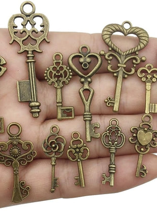 Youdiyla Vintage Skeleton Key in Antique Bronze Style - Set of 46pcs (HM107)