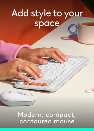 Logitech POP Mouse, Compact and Portable Wireless Bluetooth Mouse with Programmable Buttons and Quiet Clicks, Easy-Switch Between up to 3 Devices, Laptop, Tablet, PC - Off-White