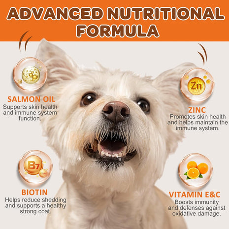 Probiotics for Dogs, Skin and Coat Supplement for Dogs Itchy Skin Relief with Omega 3