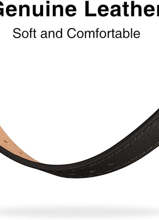 STIROLL Slim Leather Bands Compatible with Apple Watch Band 38mm 40mm 41mm 42mm(Series 11 10), Top Grain Leather Watch Thin Wristband for iWatch SE 9 8 7 6 5 4 3 2 1 (Black Rose Gold)