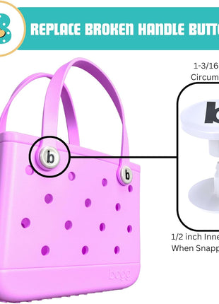 4-Pack Replacement Buttons with B for Bogg Bag Handle Strap. Compatible with Bogg Bag Beach Tote Handles. Fix Your Bogg Bag Handle Quickly and Easily with Replacement Rivets