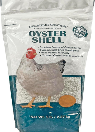 Pecking Order Oyster Shell - Calcium Supplement to Support Laying Hens and Strong Egg Shell Development (5 LB)