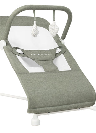 Baby Delight Highland Baby Bouncer, Sage Tweed | For Infants 0 – 6 Months, 3-Position Recline, Adjustable 3-Point Harness, Secure Locking Mechanism, Folds Flat