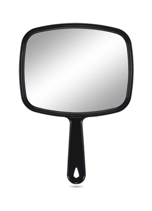PROTECLE Large Hand Mirror, Salon Barber Hairdressing Handheld Mirror with Handle (Square Black 10.3 inchx7.4 inch)