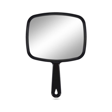 PROTECLE Large Hand Mirror, Salon Barber Hairdressing Handheld Mirror with Handle (Square Black 10.3 inchx7.4 inch)