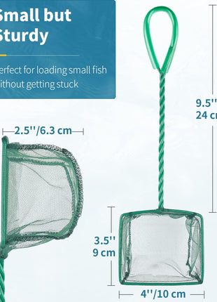 Pawfly Aquarium Fish Net with Braided Metal Handle Square Net with Soft Fine Mesh Sludge Food Residue Wastes Skimming Cleaning Net for Fish Tanks Small Koi Ponds and Pools