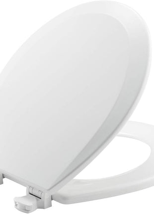 BEMIS 500EC 390 Toilet Seat with Easy Clean & Change Hinges, 1 Pack Round, Cotton White | Durable enameled wood resists chipping & scratching, fits all standard round toilets, Made in USA, 500EC 390