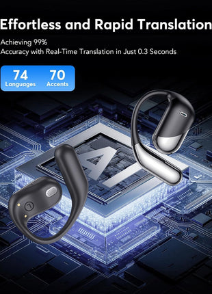Translation Earbuds Real Time - AI 144 Language Translator Earbuds, Audifonos Traductores Inglés Español, 3-in-1 Translating Device, Translate Ear Buds for Travel Learning with Charging Case