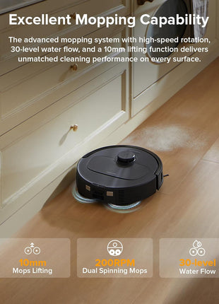 roborock Qrevo Series Robot Vacuum and Mop, Upgraded from Qrevo S | 8000Pa Suction, Anti-Tangle Brushes, Smart Obstacle Avoidance, Auto Mop Washing, All-in-One Dock, Spinning Mop, Black(QV 35A)