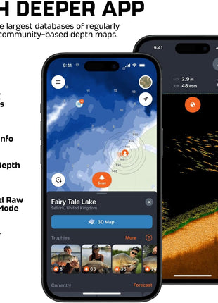 Deeper PRO+ 2 Sonar Fish Finder - Portable Fish Finder and Depth Finder For Kayaks, Boats and Ice Fishing with GPS Enabled | Castable Deeper Fish Finder with FREE User Friendly App