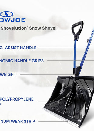Snow Joe Snow Shovel with 18-Inch Blade and Assist Handle, 3.5 Lbs - Heavy-Duty Lightweight Shoveling Tool for Ice Removal, Shovelution SJ-SHLV01