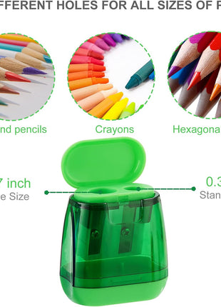 Sonuimy Pencil Sharpeners, 4 Pcs Pencil Sharpeners Manual,Dual Holes Compact Colored Handheld Pencil Sharpener for Kids with Lid Adults Students School Class Home Office (Covered)