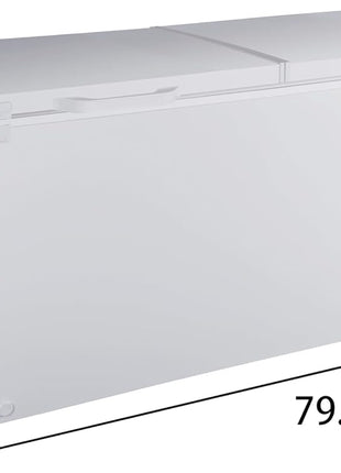 Hamilton Beach HBFRF2129 21 cu ft Double Door LID Garage-Ready Chest Freezer-White, Vinyl-Coated Baskets, Space-Saving Flat Back, Stay-Open, Front-Access Drain, for Storage, Hunting, Large Family