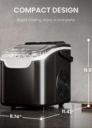 AGLUCKY Ice Makers Countertop with Self-Cleaning, 26lbs/24hrs, 9 Cubes Ready in 6 Mins, Portable Ice Machine with 2 Sizes Bullet Ice/Ice Scoop/Basket for Home/Kitchen/Office/Bar/Party, Red