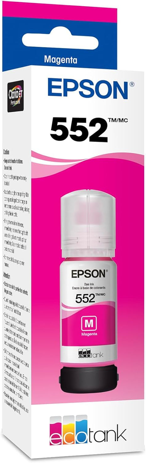 Epson 552 EcoTank Ink Ultra-high Capacity Bottle Magenta (T552320-S) Works with ET-8500, 8550