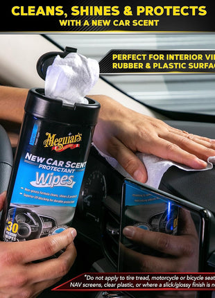 Meguiar's New Car Scent Protectant Wipes, Car Wipes For Drivers & Detailers—Car Cleaning Wipes That Clean, Protect And Freshen; Car Interior Wipes For Cars, Trucks & Suvs - 30 Count
