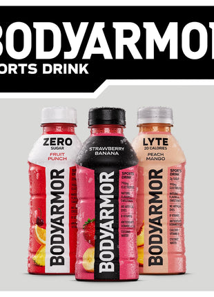 BODYARMOR Sports Drink Sports Beverage, Orange Mango, Coconut Water Hydration, Natural Flavors With Vitamins, Potassium-Packed Electrolytes, Perfect For Athletes, 16 Fl Oz (Pack of 12)