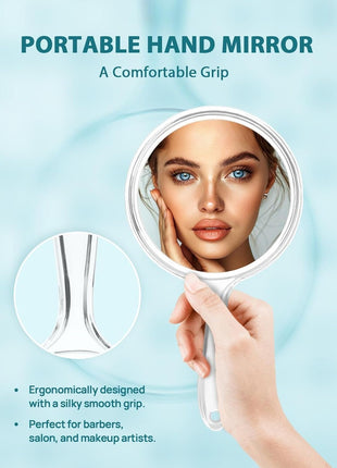 Macaki Hand Mirror, Double-Sided 1X/5X Magnifying Mirror with Handle, Acrylic, 8.3 inch L x 4.5 inch W, Clear, Pack of 1