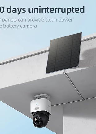 5W Solar Panel for Security Camera, Solar Panel with Micro USB & USB-C Port for DC 5V Outdoor Rechargeable Battery Camera, IP65 Waterproof, 360° Adjustable Security Mount, 9.8ft Cable(White 1PC)
