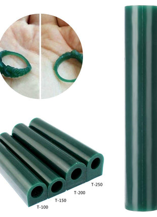 Jewelry Ring Tool Green Wax Tube for Making Rings Mold - Round With Centred Hole/Hard/Solid Carving Blank Large Flat Side (T200)