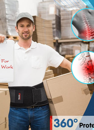 FEATOL Back Brace Support Belt-Lumbar Support Back Brace for Back Pain, Sciatica, Scoliosis, Herniated Disc Adjustable Support Straps-Lower Back Brace with Removable Lumbar Pad for Men & Women