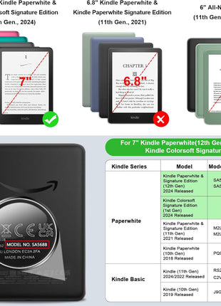 Fintie Case for 7 inch All-New Kindle Paperwhite (12th Generation, 2024) and Kindle Colorsoft - Slim Lightweight Shell PU Leather Protective Cover with Auto Sleep/Wake, Black
