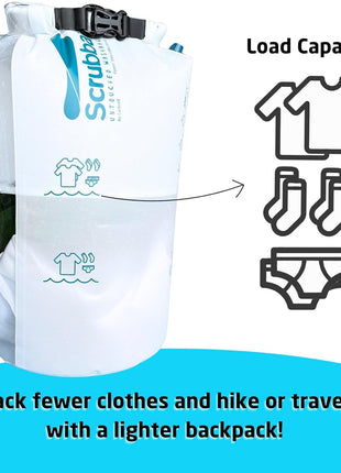 Scrubba Wash Bag Untouched Patented Washboard-in-a-BagTM 5 oz Travel Washer | Pack Light, Wash Anywhere Fast, Inner Washboard, Machine-Quality Wash, Non-Electric, Recycled Polyester, Sustainable Travel