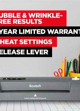 Scotch TL901X Thermal Laminator, 1 Laminating Machine, Gray, Laminate School Assignments and Documents, for Dorm Room or School Supplies, 9 in.