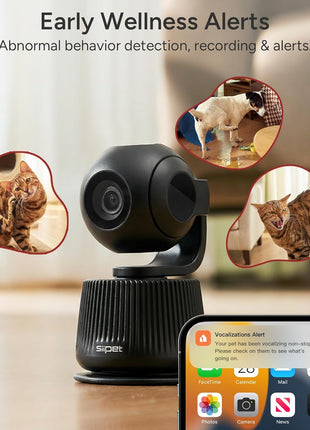 PawTrack 4K Pet Camera with Auto Tracking, 360° Pan/270° Tilt, Behavior Alerts & Smart Pet Vlog & Two-Way Audio, Privacy Mode, Multi-Pet ID, 1080p Daily Recording Smart Pet Monitor