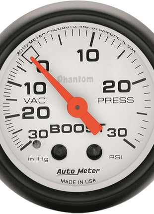 Auto Meter 5703 Phantom Mechanical Boost/Vacuum Gauge,2.3125 in.