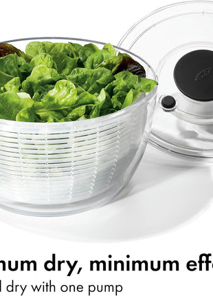 OxO Good Grips Salad Spinner | Lettuce Spinner | Fruit Washer | Fruit Washing Bowl with Strainer | Vegetable Cleaner | Salad Cleaner | Lettuce Washer | 6.22 Quart Capacity