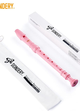 Sondery Soprano Recorder Instrument German Fingering Durable Beginner's Recorder Easy-to-Play Plastic Body Includes Fingering Chart Carry Pouch