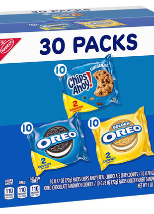 Nabisco Sweet Treats Cookie Variety Pack OREO & CHIPS AHOY!, 30 Snack Packs | 2 Cookies Per Pack, Individually Wrapped