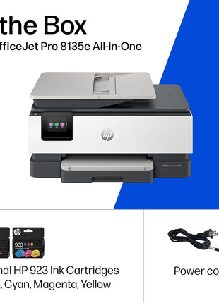 HP OfficeJet Pro 8135e Wireless All-in-One Color Inkjet Printer, Print, scan, Copy, fax, ADF, Duplex Printing Best-for-Home Office, 3 Month Instant Ink Trial Included, AI-Enabled (40Q35A)