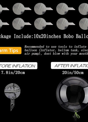 20 Inch Bobo Balloons, 10 Pcs Clear Bobo Balloon, Large Bubble Balloons | Transparent Bubble Balloon for Christmas Wedding Birthday Party Decoration