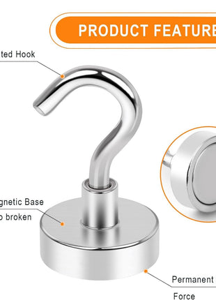 MIKEDE N52 Magnetic Hooks for Cruise Cabins, 30Lbs High Power Magnetic Hooks Heavy Duty, Strong Magnets with Hooks for Hanging, Magnetic Hanger Cruise Hooks for Kitchen, Garage, Pack of 6