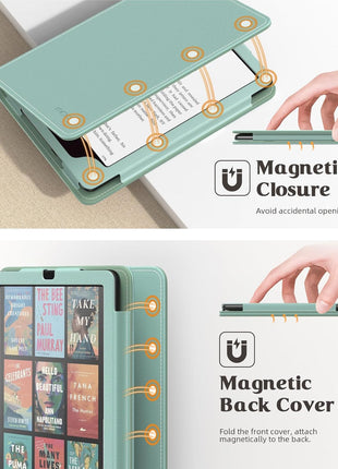 MoKo Case for 7 inch/6.8 inch Kindle Paperwhite(12th/11th Generation-2024/2021) and Kindle Paperwhite Signature Edition, Slim PU Shell Cover Case with Auto-Wake/Sleep for Kindle Paperwhite 2024, Agave Green