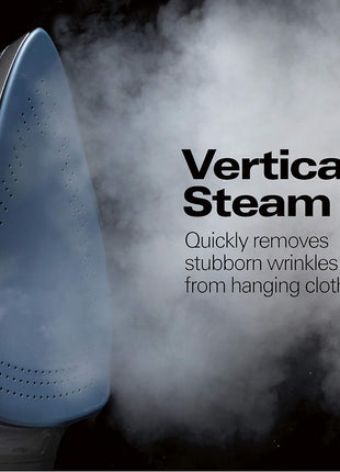 Hamilton Beach Steam Iron For Clothes With Adjustable Steam Settings | Scratch-Resistant Durathon Soleplate | 8' Retractable Cord | 3-Way Auto Shutoff | Anti-Drip | 1500 Watts | Blue