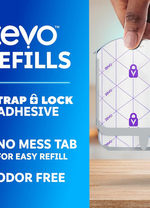 Zevo Flying Insect Trap Refill   for The Zevo MAx & Standard Indoor Fly Trap   Catch Gnats, House & Fruit Flies   Easy to Use   Mess Free Disposal (4 Refill Cartridges)